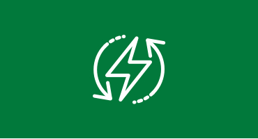 Lightning bolt with arrows pointing around it in a circular motion with a green background